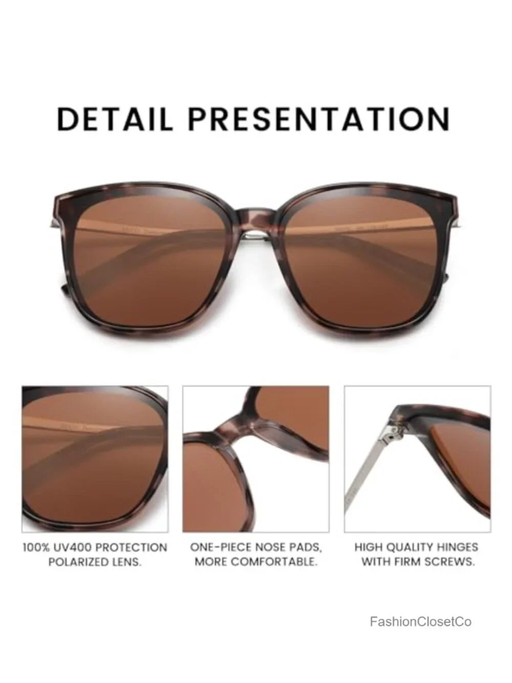 Oversized Polarized Sunglasses Women Men UV400 TR90 Frame Al-Mg Alloy Temples